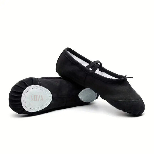 Black Split Sole Canvas Ballet Shoes