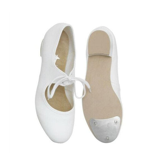 Tap Shoes Low Heel White Canvas with Toe Taps, , , tap-shoes-low-heel-white-canvas-with-toe-taps-dance, tap, tap dance, tap shoes, Nova Dance